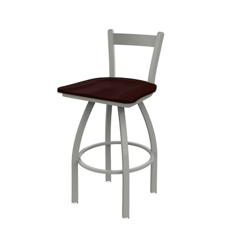 Holland Bar Stool Co 25" Low Back Swivel Counter Stool, Nickel Finish, Dark Cherry Oak Seat 82125ANDCOak